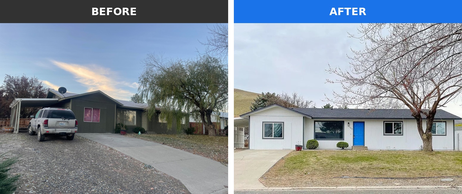 A Franklin County home Integrity House Buyers bought as-is and renovated — before and after