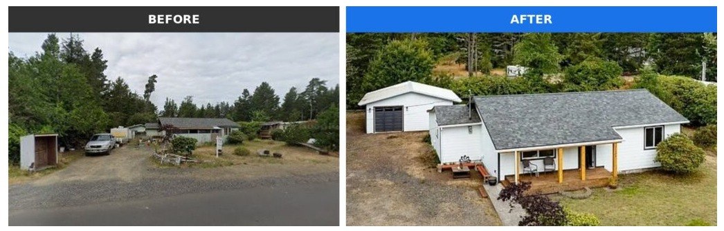 A Pacific County home Integrity House Buyers bought as-is and renovated — before and after